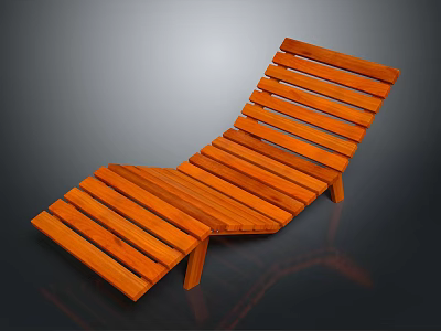 Natural Wood Slatted Lounge Chair With Ergonomic Design For Outdoor Garden Furniture 3d model