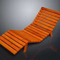 Natural Wood Slatted Lounge Chair With Ergonomic Design For Outdoor Garden Furniture