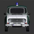 Green And White Toy Police Car With Blue Siren Light And Side Badge