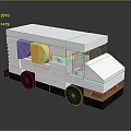 Lego Style Children's Storage Cart Furniture With White Body Purple Yellow Decorations And Black Wheels