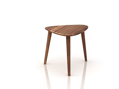 Modern Walnut Wooden Side Table with Triangular Top and Sleek Legs Design 3d model