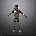 Creative Handmade Robot Figure With Metal Body Wooden Limbs And Red Eyes