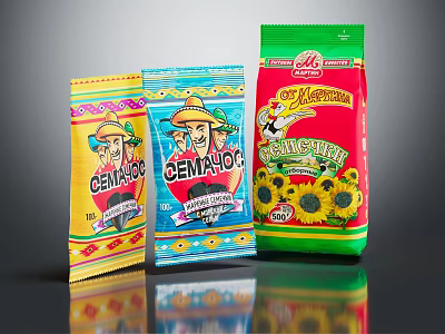 Vibrant Decorative Ornament Set With Three Different Packaging Designs Cartoon Figures And Sunflower Patterns 3d model