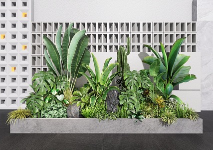 Green Plant Flower Box Indoor Plant Landscaping Plant Combination Plant Pile Flower Pond Flower Beds 3d model