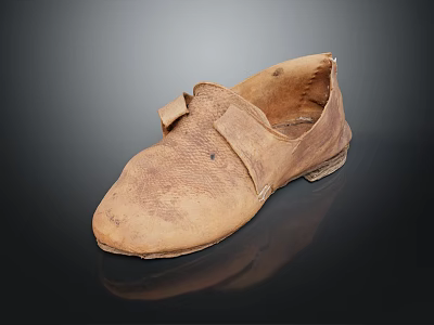 Classic Vintage Brown Leather Shoes With Buckles And Worn Simple Design 3d model