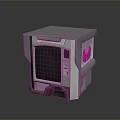 Retro Computer Terminal with Gray Body Black Screen and Pink Side Panel 3d model