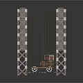 Miniature Lattice Frame Model With Support Structures And Central Small Building Platform
