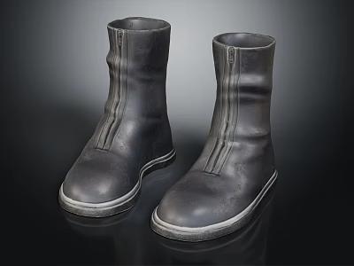 Stylish Black Leather Boots with Zipper Design for Everyday Wear 3d model