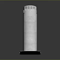 Scenic Landscape Featuring Silver Cylindrical Tower With White Square Base 3d model