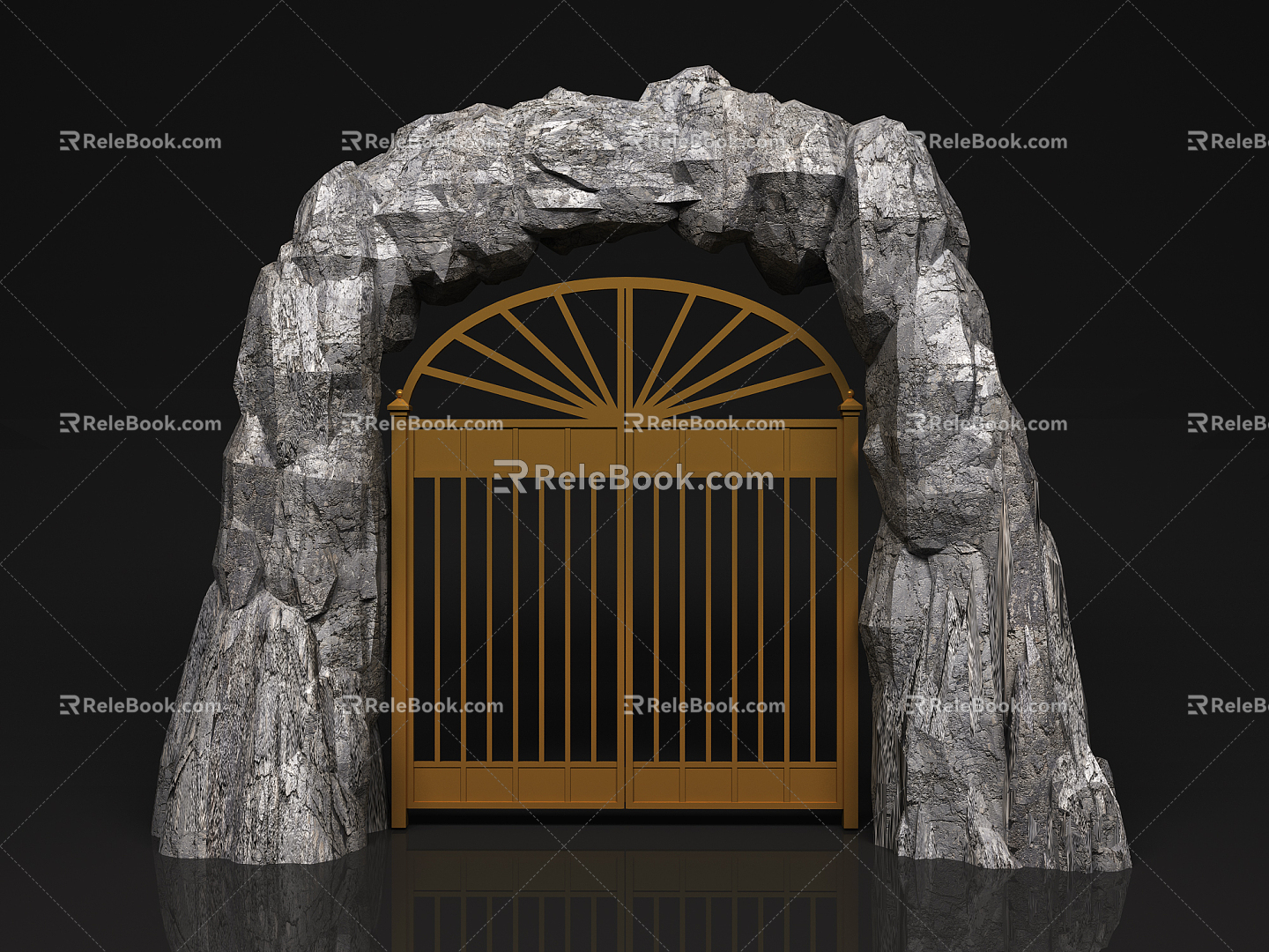 Modern Gate Stone Gate 3d model