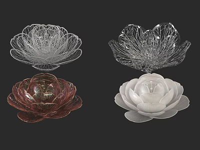 Colorful Lotus Flower Decorative Pieces With Clear Pink White Glass Ceramic Designs For Home Decoration 3d model