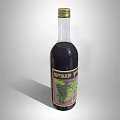 Gray Label Grape Flavored Beverage In Clear Glass Bottle With Dark Liquid