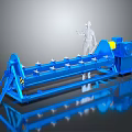 Blue Industrial Conveyor Equipment With Human Figure For Scale Reference 3d model