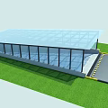 Roadway Facilities With Glass Roof Structure Underground Passage Signs And Green Grass