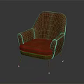 Modern Brown Leather Armchair With Curved Back And Metal Black Legs Design