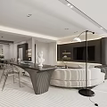 Modern Open Living Dining Space Interior With Light Sofa Coffee Table And Wooden Wall