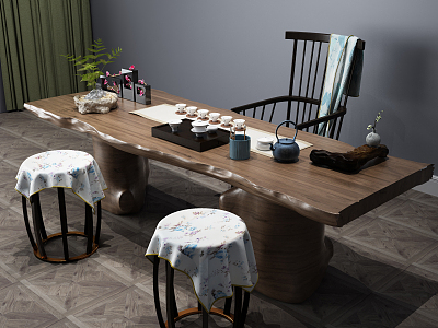 New Chinese Tea Table and Chair Tea Table 3d model