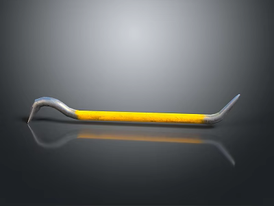 Professional Hardware Tool Crowbar with Yellow Handle and Durable Metal Tips 3d model