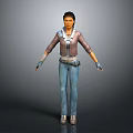 3D Game and Movie Character with Brown Jacket Blue Jeans Gloves and Utility Belt Design