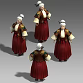 Traditional Female Character With Phoenix Decorations Three Angles View Costume Design 3d model