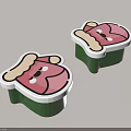 Cute Cartoon Themed Pink Sofa Stools With Green Base And Adorable Expressions