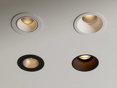 Modern Recessed Spotlights With White And Black Trim For Ceiling Warm Lighting 3d model