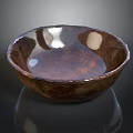 Artisan Hand Carved Wooden Bowl With Natural Brown Finish And Shiny Surface