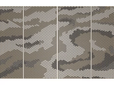 Modern Camouflage Pattern Room Dividers With Mesh Texture Four Panel Design 3d model