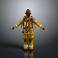 Firefighter Protective Uniform Yellow Coat Pants Helmet Gloves And Gear