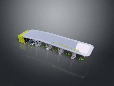 Laptop Charging Station With Multiple USB Ports And Modern Yellow White Design 3d model