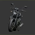 Vintage Black Motorcycle With Round Headlight Leather Seat And Metal Exhaust