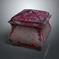 Decorative Red Box With Intricate Carved Patterns And Ornate Lid Design