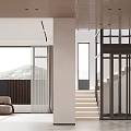 Modern Living Dining Area With Wooden Ceiling Large Windows Staircase And Mountain Views