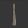 Classical Stone Column With Fluted Shaft Base Capital And Gray Reflection 3d model