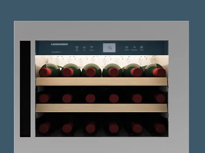 Modern Wine Cooler With Digital Display And Wooden Shelves For Red Wine Bottles 3d model