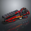 Futuristic Sci Fi Spaceship 3D Model With Red Black Mechanical Design And Glowing Elements 3d model