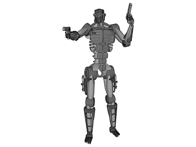 Futuristic Robot Game Movie Character Holding Guns In Action Pose 3d model