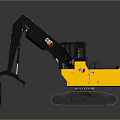 Yellow Tracked Excavator With Black Arm And Claw Construction Functional Vehicle