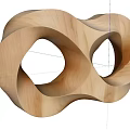 Artistic Wooden Sculpture With Intertwined Double Loops And Smooth Curved Design