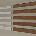 Decorative Lines Wall Molding in White and Wooden Finishes Arranged on Beige Wall