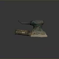 Old Worn Green Gray Maxbo Electric Sander with Base for Computer Case Polishing 3d model