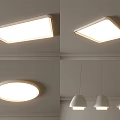 Simple atmosphere high-end living room lamp bedroom lamp ceiling lamp square round geometric shape lamp combination 3d model