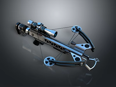 Modern Crossbow Weapon With Sniper Scope And Black Metal Pulley Design 3d model