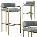 Elegant Modern Leisure Chair With Gray Fabric Upholstery And Gold Metal Frame Design