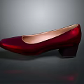 Women's Red Satin Block Heel Shoes With Simple Design And Shiny Finish