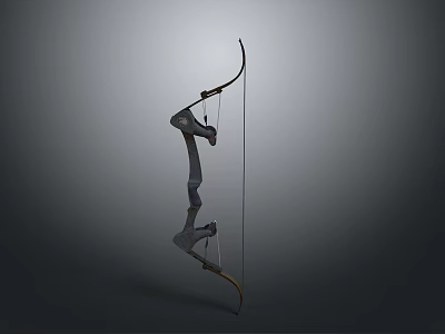 Modern Curved Bow With Black Grip And Taut String For Archery Use 3d model