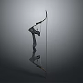 Modern Curved Bow With Black Grip And Taut String For Archery Use