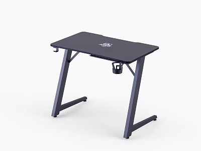 Modern Entertainment Desk With Black Surface Metal Frame And Cup Holder 3d model