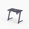 Modern Entertainment Desk With Black Surface Metal Frame And Cup Holder