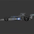 Blue Streamlined Formula Racing Car With Number 5 And Aerodynamic Rear Wing
